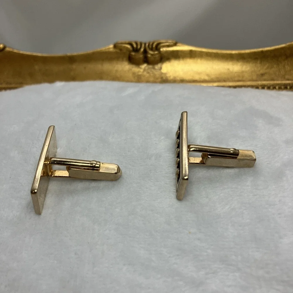Vtg. Geometric Gold Tone Swank Cufflinks Old Money Estate Heritage‎ Quiet Luxury